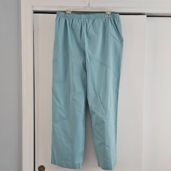 Alfred Dunner Women’s Pants Size 16 Light Blue Pull On Elastic Waist 100% Cotton - Picture 1 of 6